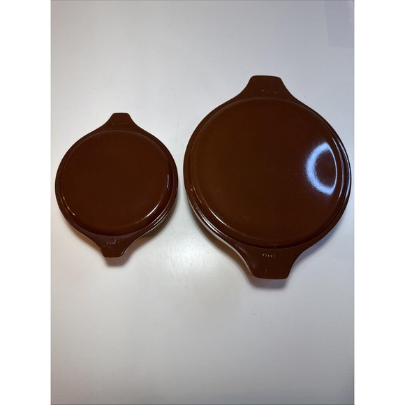 Pyrex Old Orchard Lot of 2 Casseroles w Brown Lids 1 Qt & 2.5 Qt Vintage - Picture 3 of 4